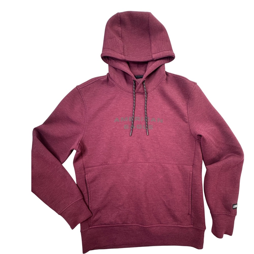 American Eagle Mens Burgundy Activewear Hoodie Sweatshirt Maroon Stretch XL